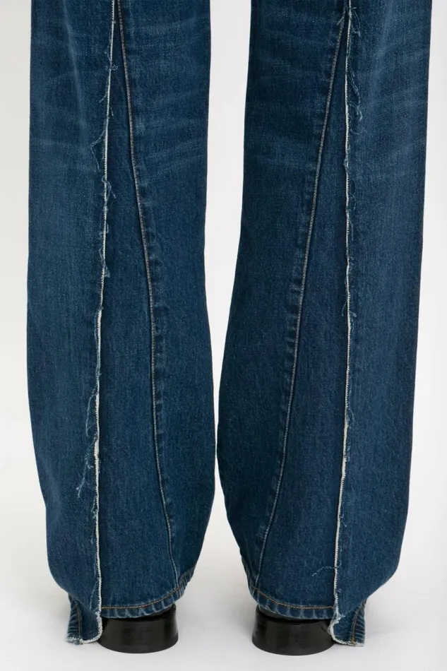 Women Denim Victoria Beckham Deconstructed Slim Jean In Dark Vintage Wash