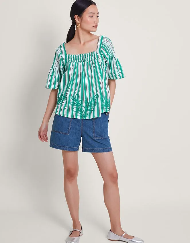 Women Dorita Embroidered Top Green Monsoon Tops and Blouses