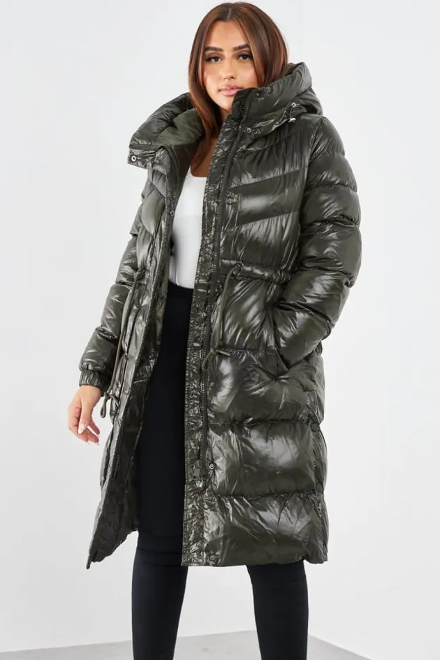 Women Doudoune Kaki Matelasse En Vinyle Khaki Brentiny Paris Parkas And Down Jackets