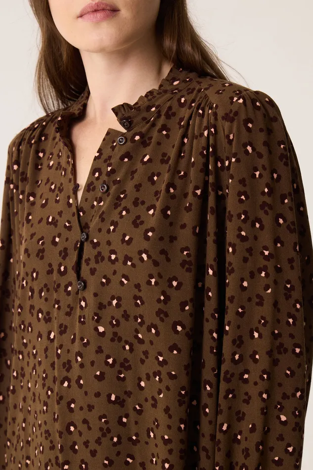 Women Dress Solene Leo Kaki Robe Viscose Kaki Des Petits Hauts Dresses and Skirts
