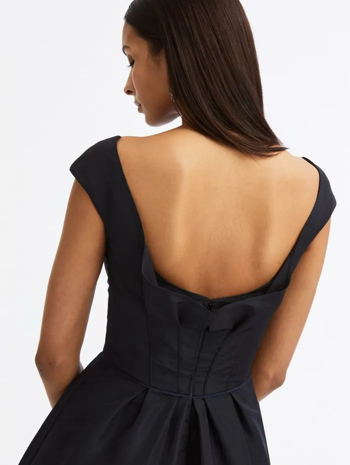 Women Dresses Oscar De La Renta Cap Sleeve Ruffle Back Dress Dark Navy