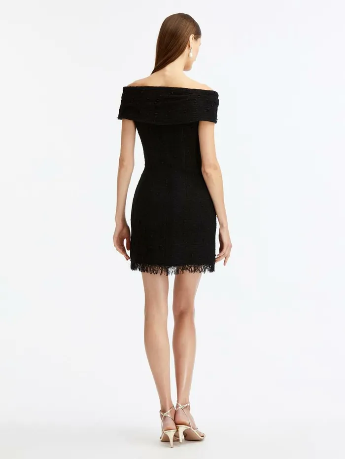 Women Dresses Oscar De La Renta Fitted Off Shoulder Fold Over Dress Black