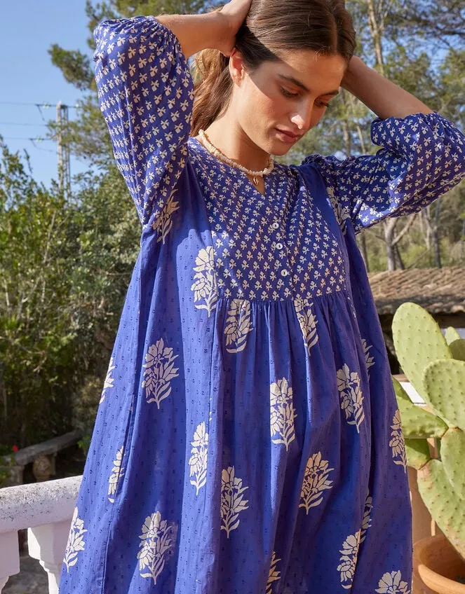 Women East Bohemian Print Dobby Dress Blue Monsoon Dresses
