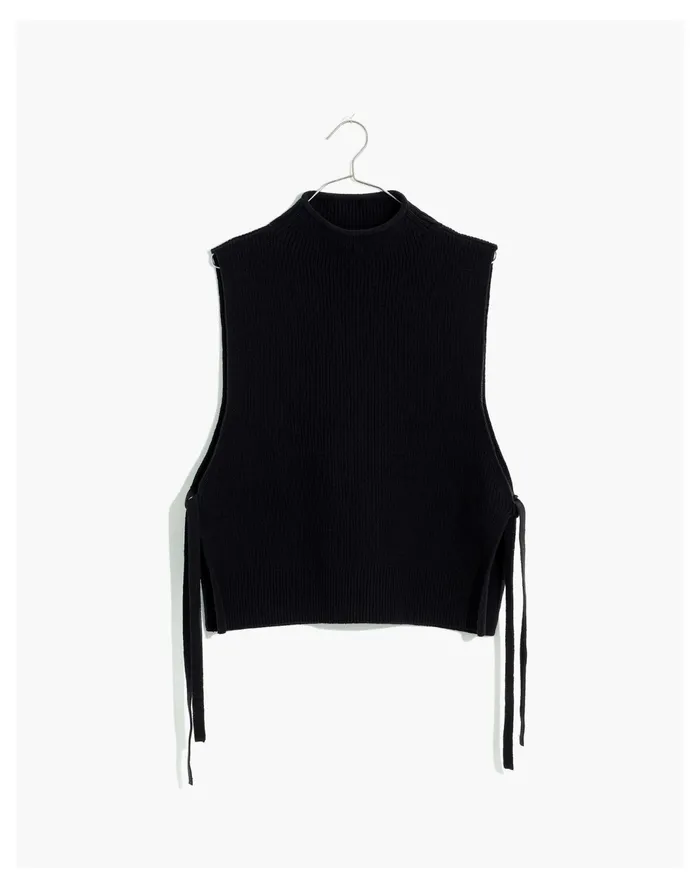 Women Ellenton Side Tie Sweater Vest True Black Madewell Sweaters Women Ellenton Side Tie Sweater Vest True Black Madewell Sweaters