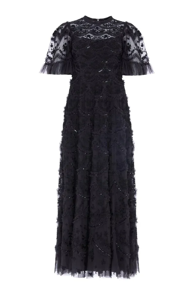 Women Embellished Dresses Needle and Thread Lily Bloom Ankle Gown Black