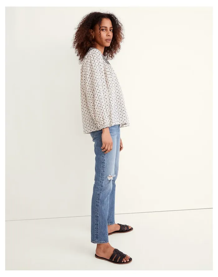Women Embroidered Crinkle Cotton Button Top In Fresh Sprigs Antique Cream Madewell Tops and Shirts Women Embroidered Crinkle Cotton Button Top In Fresh Sprigs Antique Cream Madewell Tops and Shirts