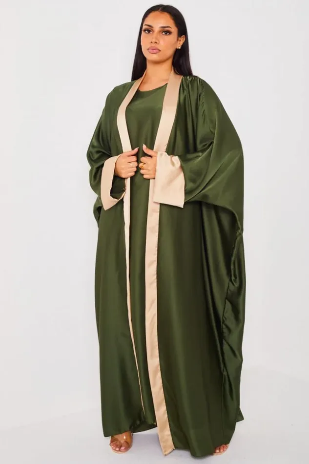 Women Ensemble 2 Pices Robe Kimono Kaki Bandes Beige Khaki Brentiny Paris Collection Ramadan Women Ensemble 2 Pices Robe Kimono Kaki Bandes Beige Khaki Brentiny Paris Collection Ramadan