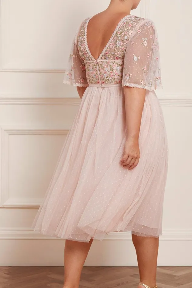 Women Exclusives Needle and Thread Ribbon Bouquet Bodice Midaxi Dress Pink
