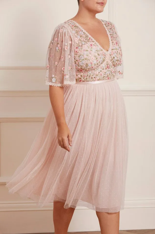Women Exclusives Needle and Thread Ribbon Bouquet Bodice Midaxi Dress Pink