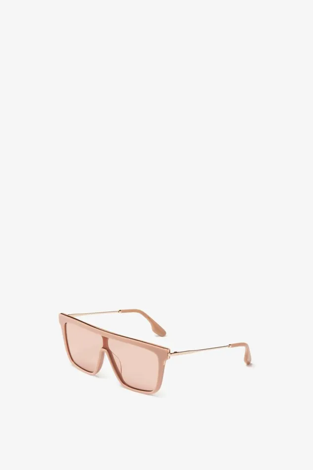 Women Eyewear Victoria Beckham Rectangular Shield Sunglasses In Nude