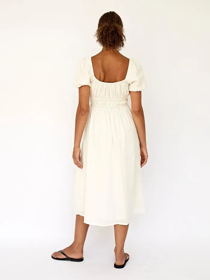 Women Faithfull The Brand 8211 Terina Midi Dress In Egg Shell The UNDONE Dresses