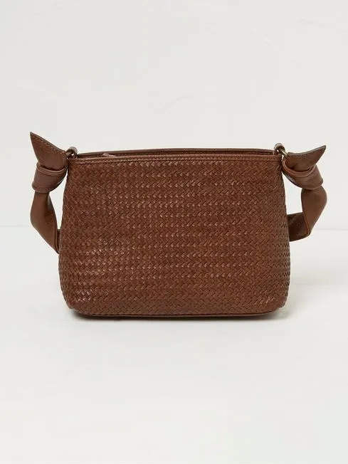 Women Fatface Bags and Wallets Claudia Brown Woven Shoulder Bag