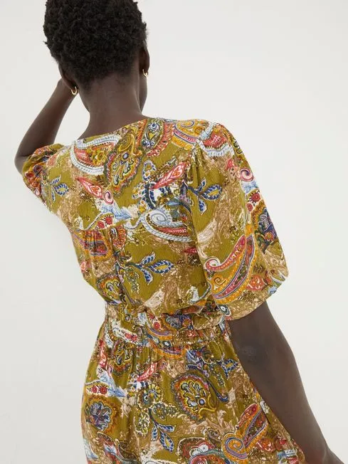 Women Fatface Dresses Green Paisley Midi Tea Dress Women Fatface Dresses Green Paisley Midi Tea Dress