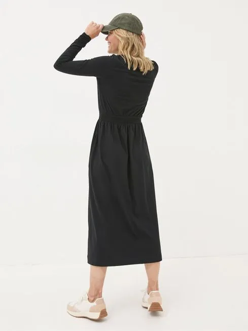 Women Fatface Dresses Navi Black Midi Jersey Dress