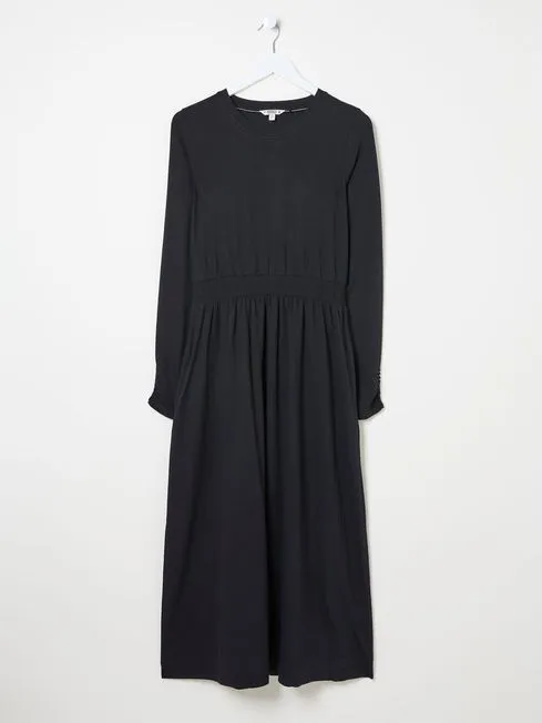 Women Fatface Dresses Navi Black Midi Jersey Dress