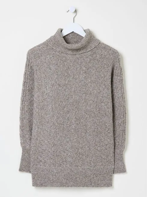 Women Fatface Knitwear Light Brown Amara Roll Neck Knitted Jumper Women Fatface Knitwear Light Brown Amara Roll Neck Knitted Jumper