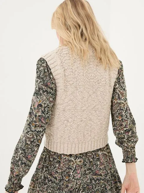 Women Fatface Knitwear Talia Natural Pattern Waistcoat Women Fatface Knitwear Talia Natural Pattern Waistcoat