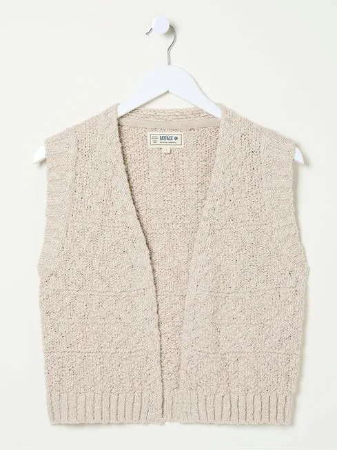 Women Fatface Knitwear Talia Natural Pattern Waistcoat Women Fatface Knitwear Talia Natural Pattern Waistcoat