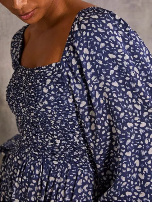 Women Fatface Printed Dresses Lola Blue Mark Maker Midi Dress