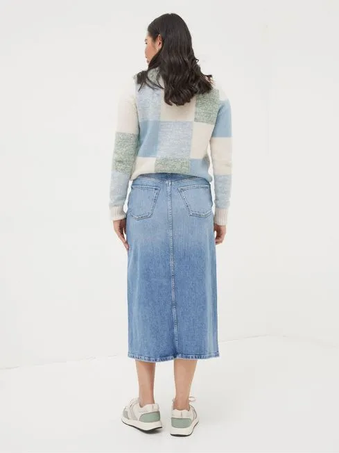 Women Fatface Skirts Carla Blue Denim Midi Skirt