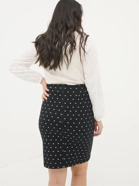 Women Fatface Skirts Jennie Black Metallic Spot Skirt