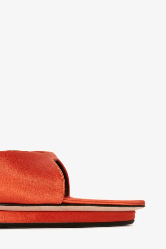 Women Heels Victoria Beckham Pointy Toe Stiletto Sandal In Orange Satin