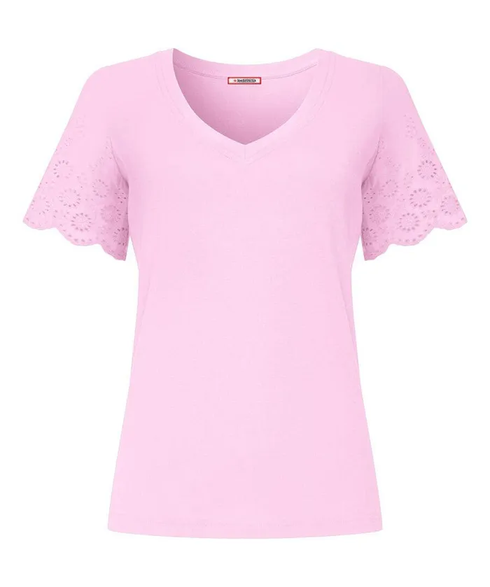 Women Joe Browns Broderie Sleeve Tee Whiteredlilac Women Joe Browns Broderie Sleeve Tee Whiteredlilac