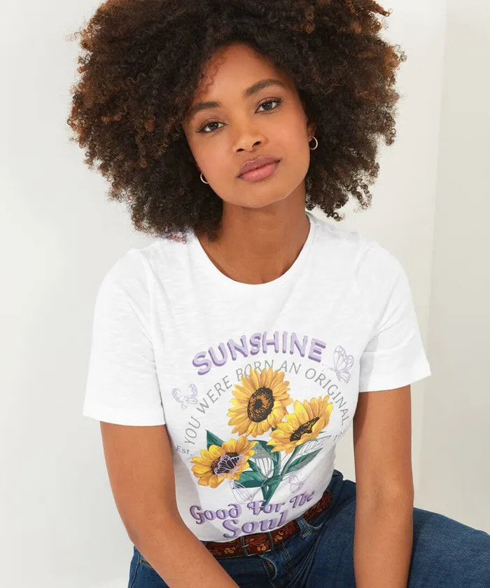 Women Joe Browns Sunshine Soul Graphic Tee White Women Joe Browns Sunshine Soul Graphic Tee White