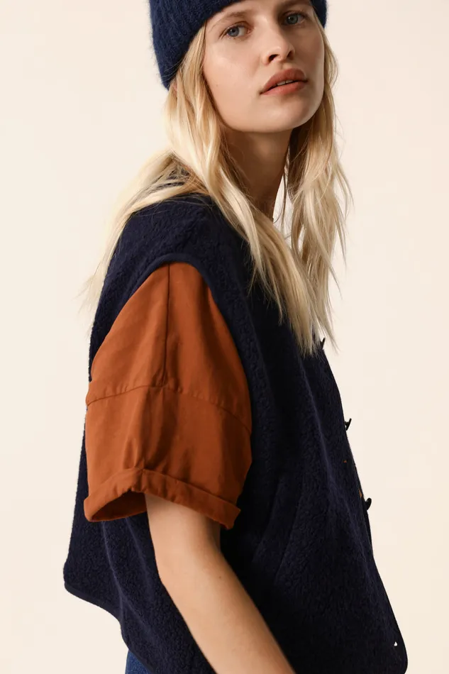 Women Knitted Waistcoat Zlata Marine Veste Laine Bleu Marine Des Petits Hauts Coats and Jackets