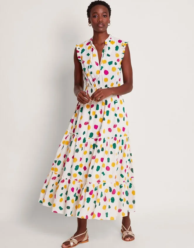 Women La Galeria Elefante Print Tiered Dress Ivory Monsoon Dresses