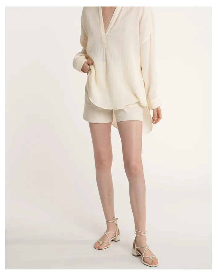 Women LAUDE The Label High Rise Short Ivory White Madewell Shorts Women LAUDE The Label High Rise Short Ivory White Madewell Shorts