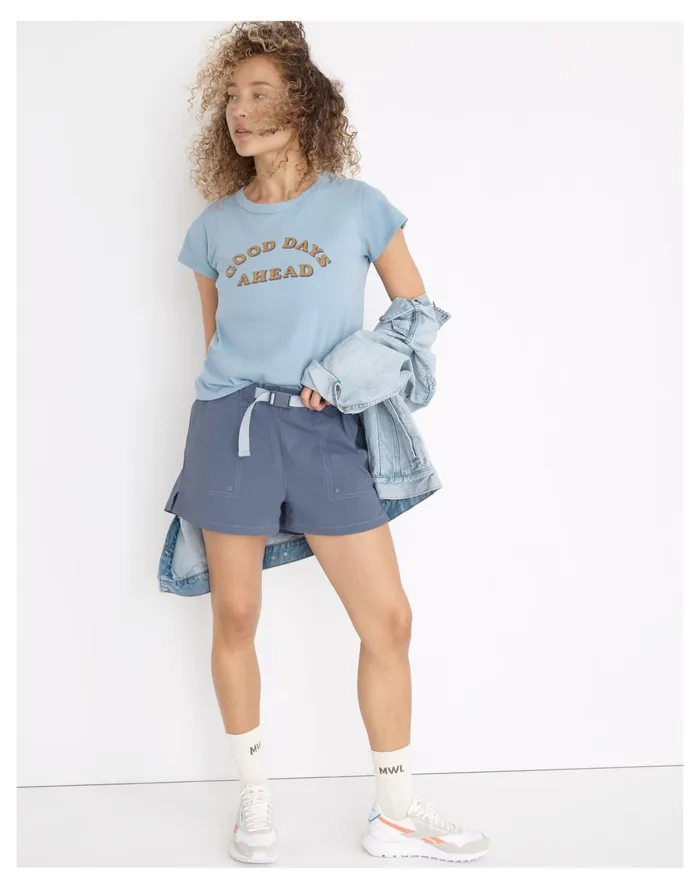 Women MWL Hiking Shorts Sunfaded Indigo Madewell Activewear