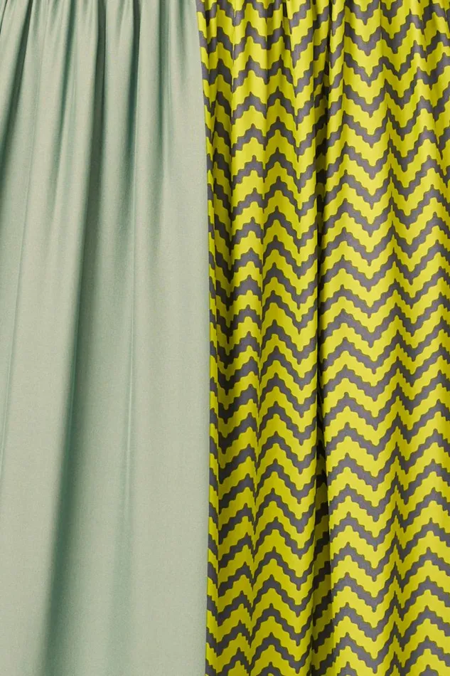 Women Natalie Martin Dresses Alex Midi With Sash Block Zigzag Lime