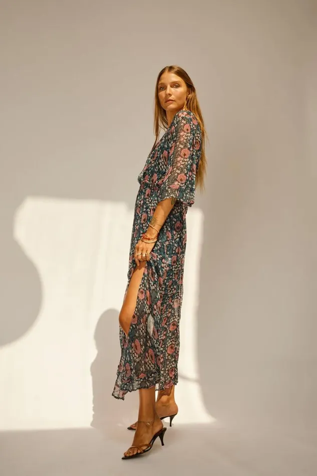 Women Natalie Martin Dresses Coco Maxi Vintage Flowers Indigo