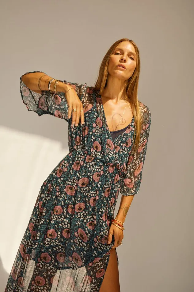Women Natalie Martin Dresses Coco Maxi Vintage Flowers Indigo