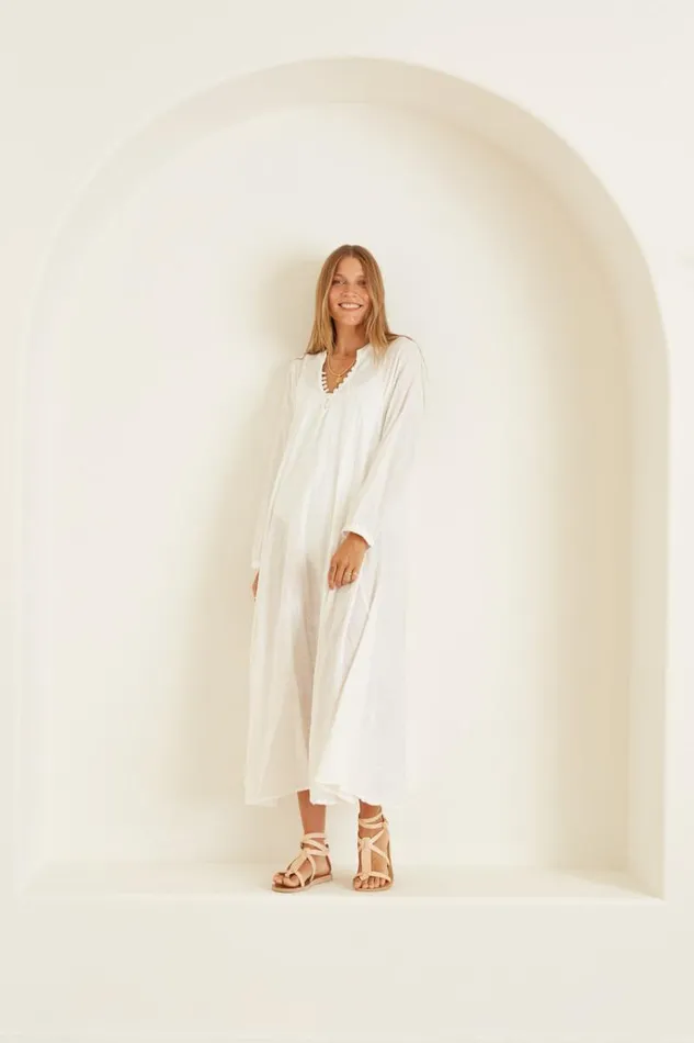 Women Natalie Martin Dresses Fiore Maxi White Cotton Gauze