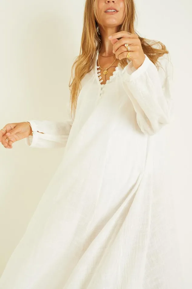 Women Natalie Martin Dresses Fiore Maxi White Cotton Gauze