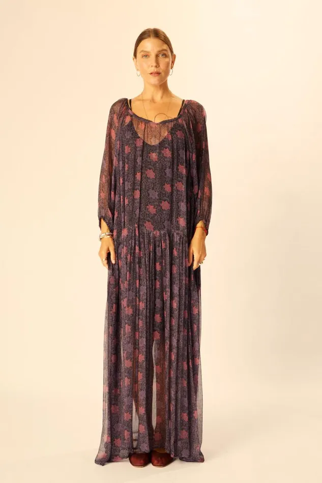 Women Natalie Martin Dresses Lainey Dress With Sash Snowflake Aubergine