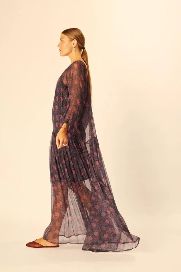 Women Natalie Martin Dresses Lainey Dress With Sash Snowflake Aubergine