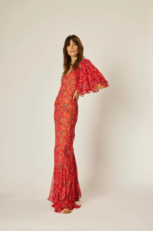 Women Natalie Martin Dresses Ramya Dress Chiffon Watercolor Vermil