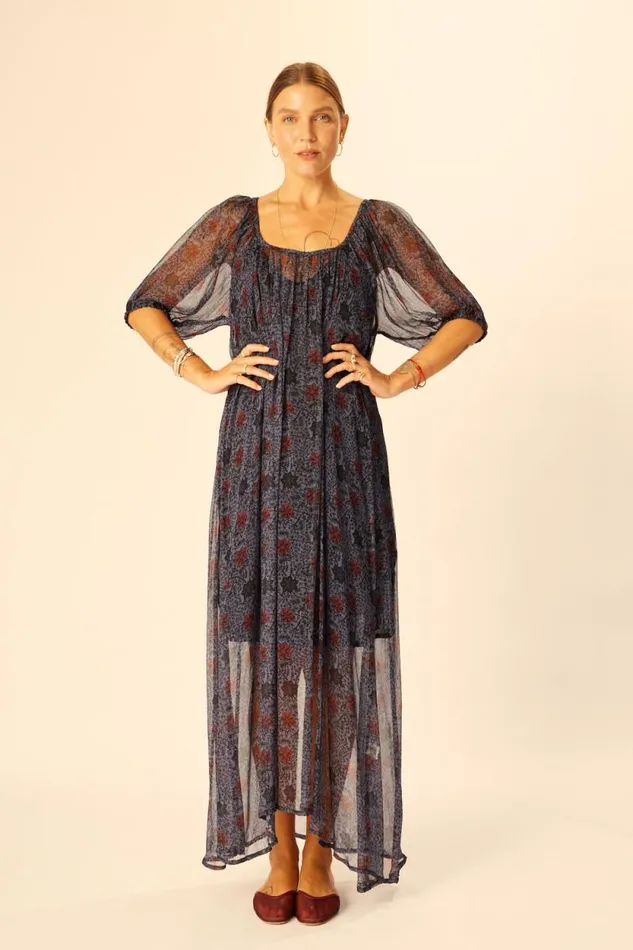 Women Natalie Martin Dresses Vivi Dress Snowflake Steel Blue