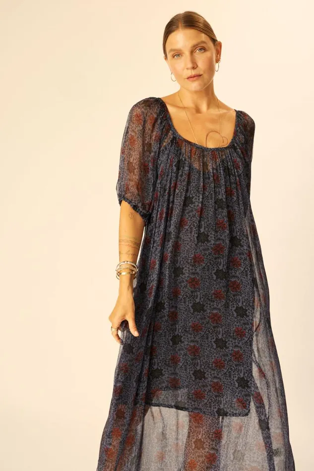 Women Natalie Martin Dresses Vivi Dress Snowflake Steel Blue