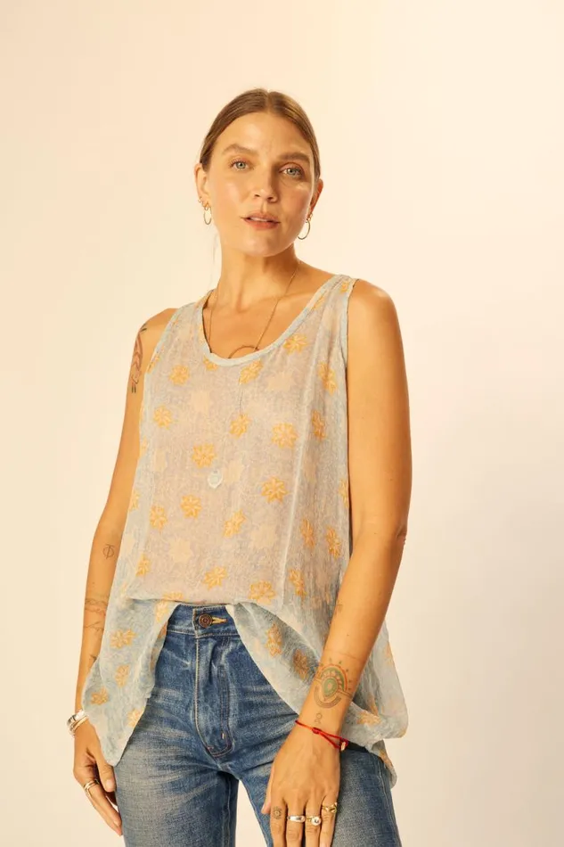 Women Natalie Martin Tops Ariana Tank Snowflake Tangerine