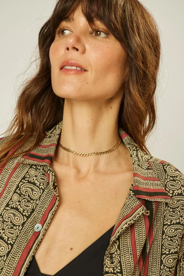 Women Natalie Martin Tops Kevin Shirt Paisley Stripe Black