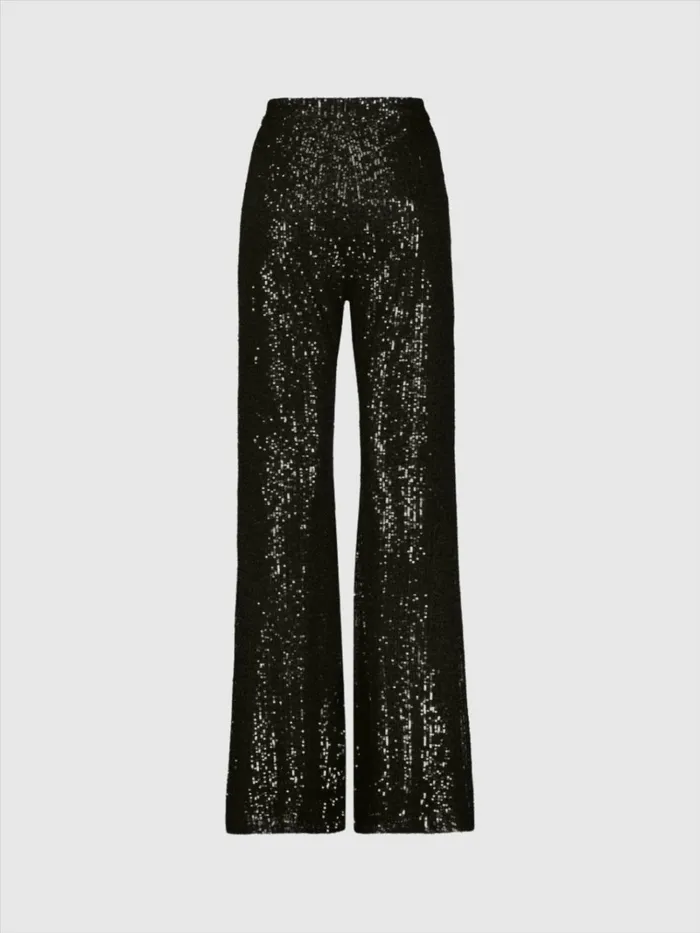 Women Pants Mac Duggal Sequin Flare Evening Pants 8211 FINAL SALE Black
