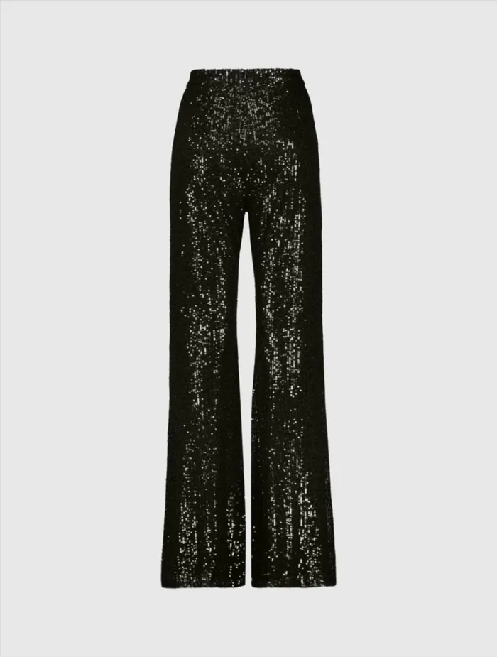 Women Pants Mac Duggal Sequin Flare Evening Pants 8211 FINAL SALE Black