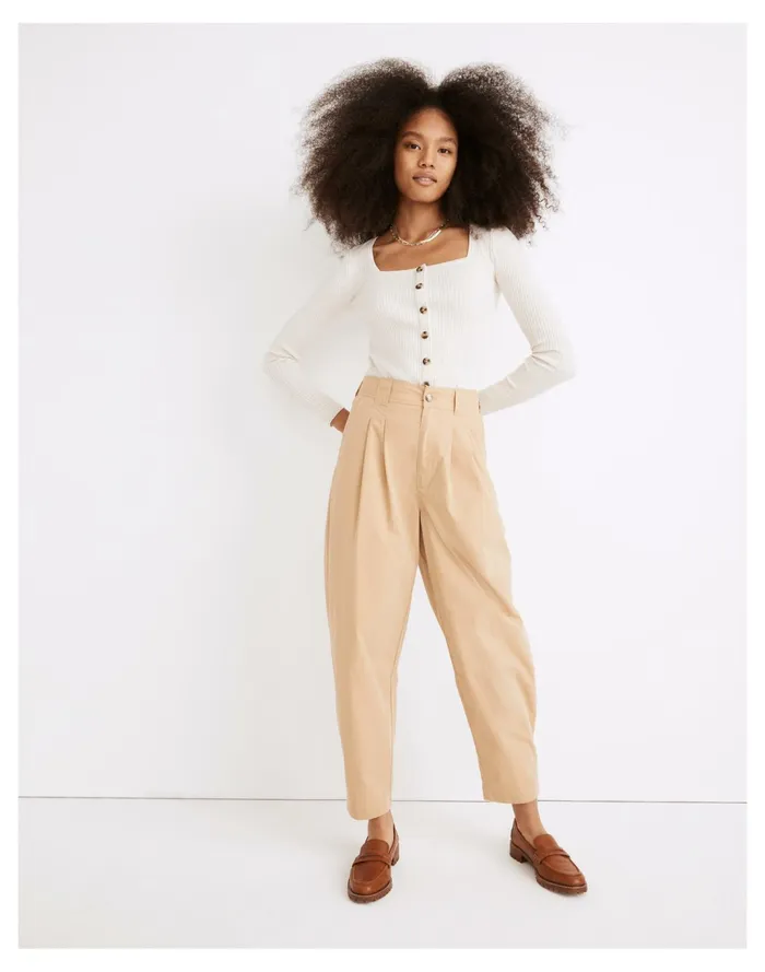 Women Pleated Pull On Balloon Pants Desert Dune Madewell Jeans