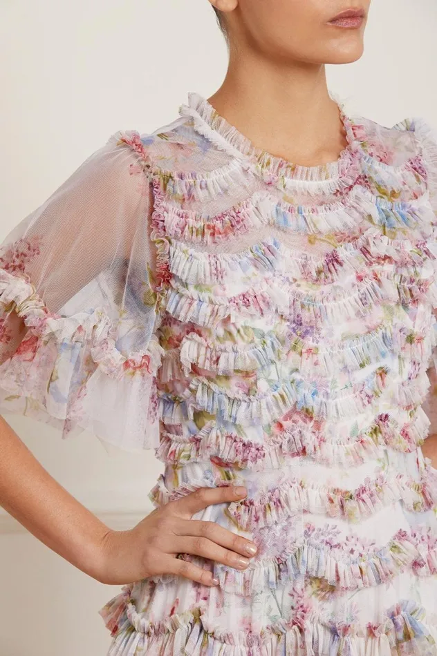 Women Printed Dresses Needle and Thread Floral Wonder Ruffle Gown Multi