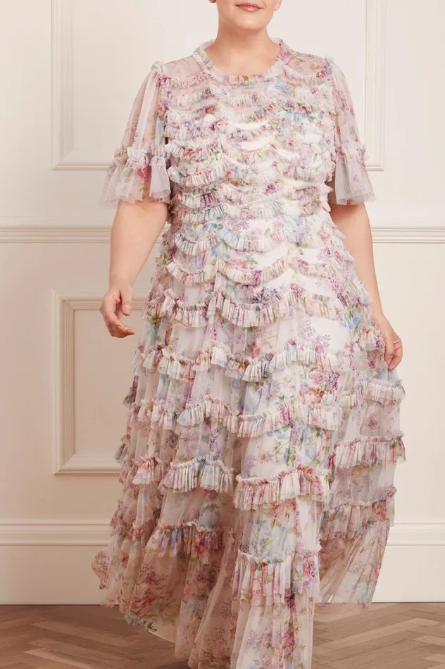 Women Printed Dresses Needle and Thread Floral Wonder Ruffle Gown Multi