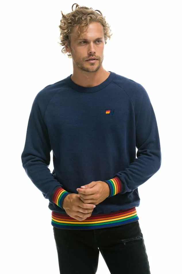 Women RAINBOW RIB CREW SWEATSHIRT 8211 NAVY Aviator Nation UnisexCrewSweatshirt Women RAINBOW RIB CREW SWEATSHIRT 8211 NAVY Aviator Nation UnisexCrewSweatshirt